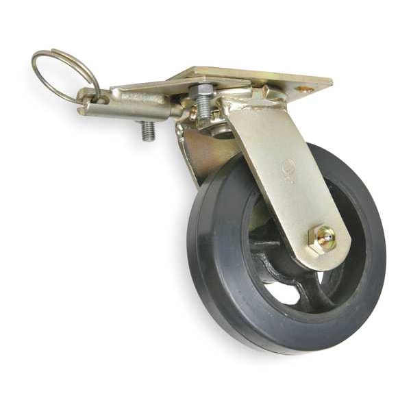 Zoro Select Swivel Plate Caster, Rubber, 6 in., 410 lb., B 1NVE6