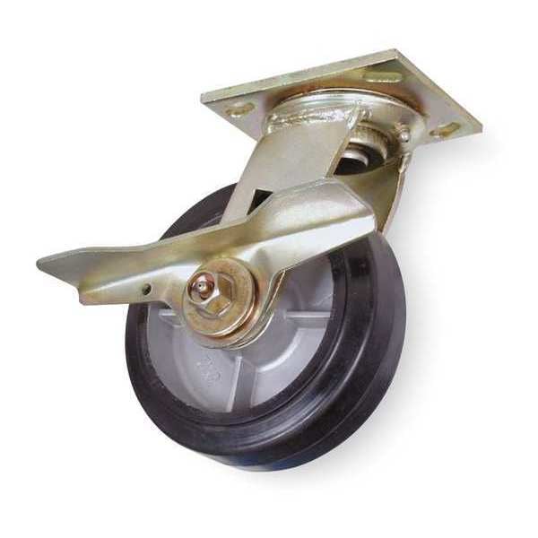 Zoro Select Swivel Plate Caster, Rubber, 5 in., 375 lb. 1NVG5