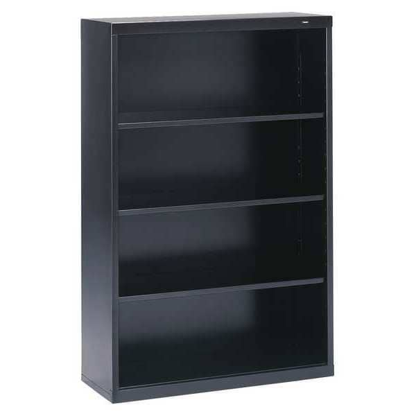 Tennsco 4-Shelf Stationary Bookcase, 52"x34-1/2" Black B-53BK