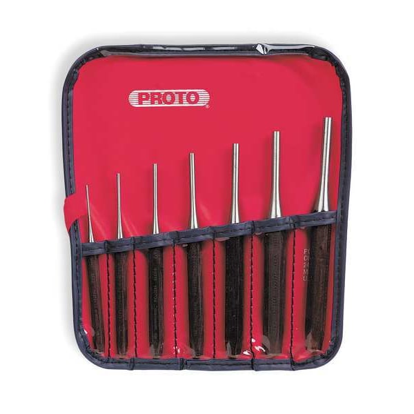 Proto J48007 44.36 Drive Pin Punch Set, 7 Pieces, Steel