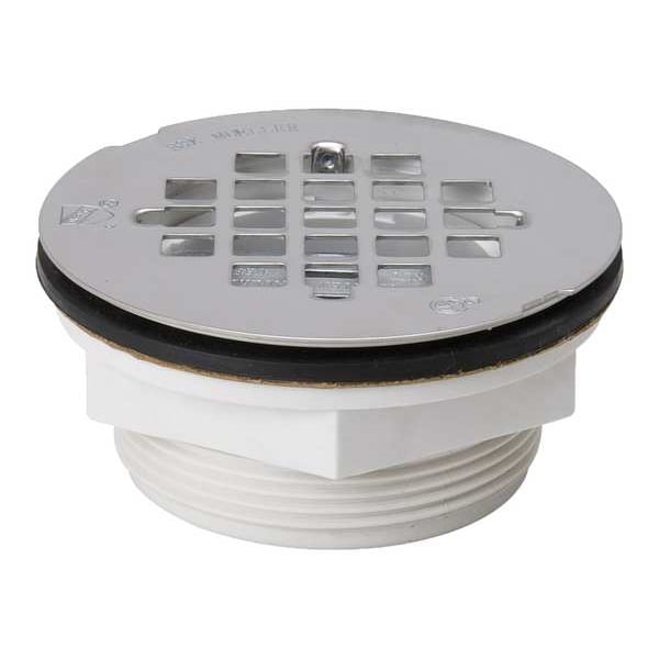 Zoro Select Shower Drain, Compression, PVC, SS Grid 133102 Zoro