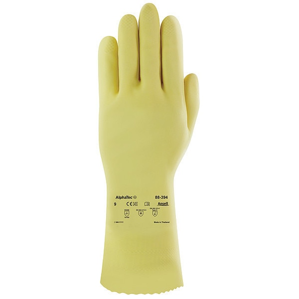 Ansell 12" Chemical Resistant Gloves, Natural Rubber Latex, 9, 1 PR 88