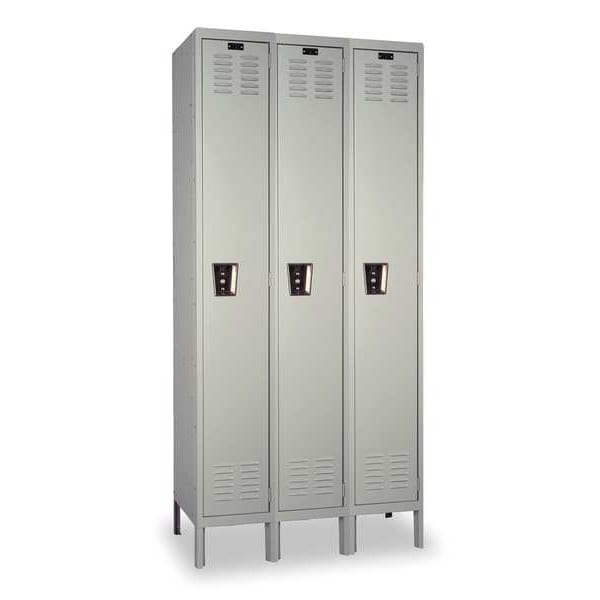 Hallowell Antimicrobial Wardrobe Locker, 36 in W, 18 in D, 78 in H, (1) Tier, (3) Wide, Light Gray UMS3288-1A-PL-AM