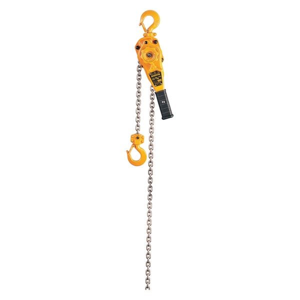 Harrington Lever Chain Hoist, 1,500 lb Load Capacity, 15 ft Hoist Lift, 31/32 in Hook Opening