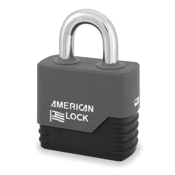 American Lock Keyed Padlock, Open, Rectangular Steel Body, Boron Hardened Steel Shackle, 3/4 in W A5260NKACOV