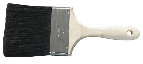 Zoro Select 4" Flat Sash Paint Brush, China Hair Bristle, Sealed Wood Handle 1TTV8