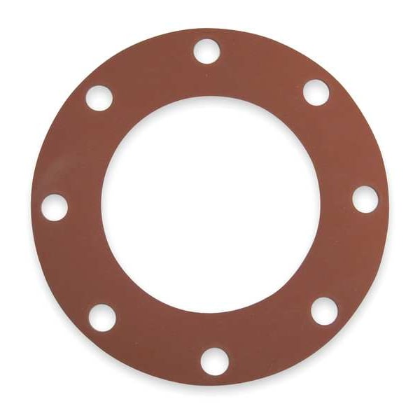 Zoro Select Gasket, Full Face, 8 In, SBR, Red 7124FF-0150-125-0800