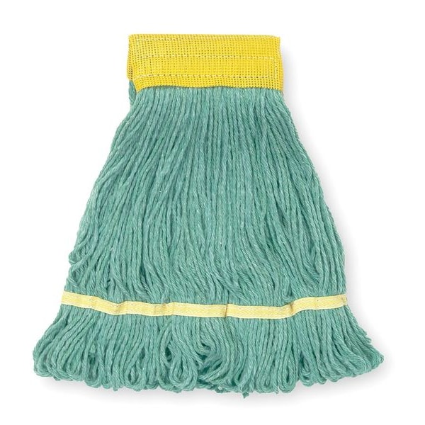 Tough Guy 5in String Wet Mop, 12oz Dry Wt, Quick Change/Side-Gate Connect, Loop-End, Green, Cotton/Synthetic 1TYU7