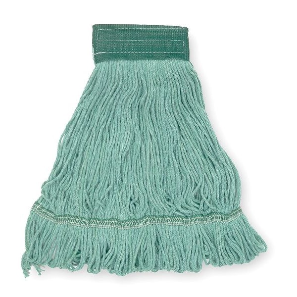 Tough Guy 5in String Wet Mop, 16oz Dry Wt, Clamp/Quick Chnge/Side-Gate Connect, Loop-End, Green, Rayon/Synthetic 1TYX7