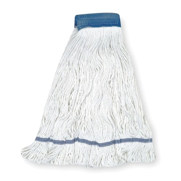 Tough Guy 5in String Wet Mop, 26oz Dry Wt, Clamp/Quick Chnge/Side-Gate Connect, Loop-End, White, Cotton, 1TYN2 1TYN2