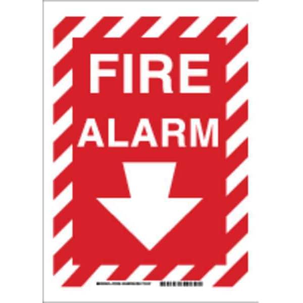 Brady Fire alarm Sign, 14" Height, 10" Width, Polyester, Rectangle, English 86090