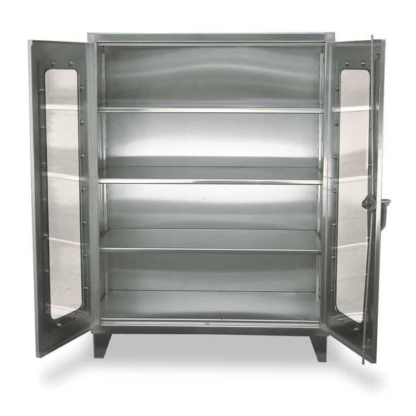 Strong Hold 12 ga. Stainless Steel Storage Cabinet, 48 in W, 66 in H, Stationary 45-LD-243SS