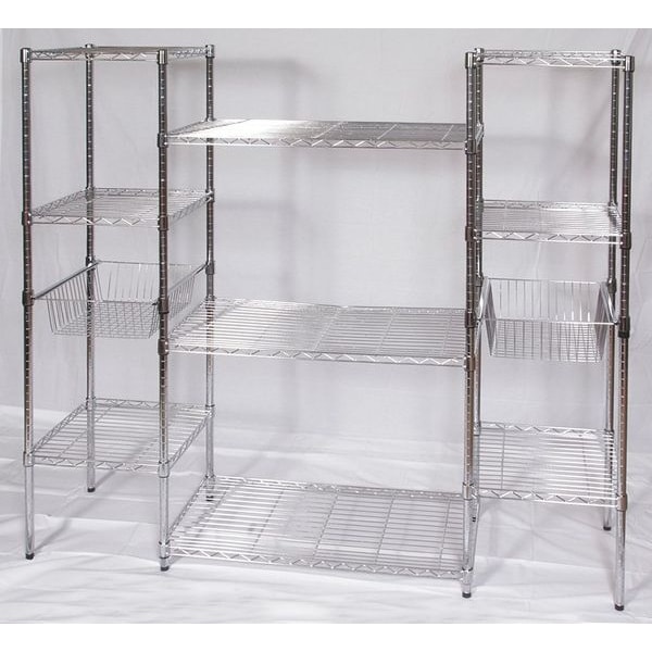 Zoro Select Wire Shelving Unit, 18"D x 68"W x 63"H, 9 Shelves, Chrome