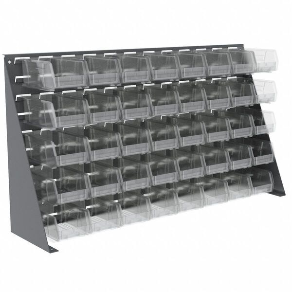 Akro-Mils 36" Steel Bench Rack For Storage Bins - Grey Louvered Panel Organizer For Workshop & Garage