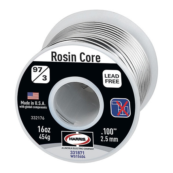 Harris Lead Free Solder, Dia 0.100 In, 1lb 331871 Zoro