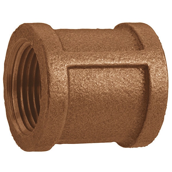 Zoro Select Coupling Red Brass Coupling, 3 in Female NPT X 3