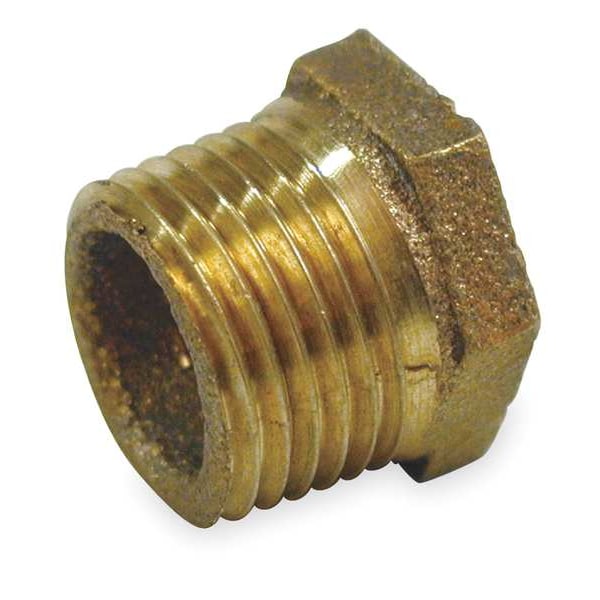 Zoro Select Red Brass Hex Bushing, MNPT x FNPT, 3/4" x 3/8" Pipe Size 1VFY1