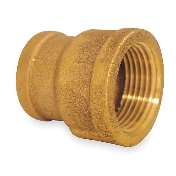 Zoro Select Red Brass Reducing Coupling, FNPT, 1" x 1/2" Pipe Size 1VGE1