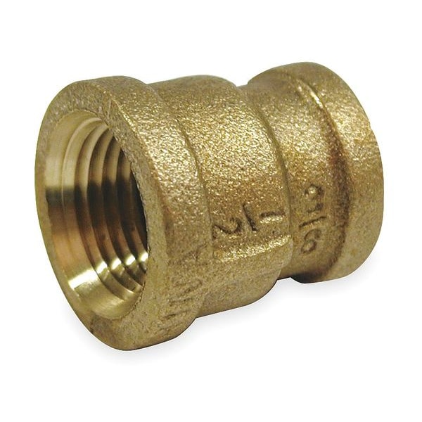 Zoro Select Red Brass Reducing Coupling, FNPT, 1/4" x 1/8" Pipe Size 1VGC3