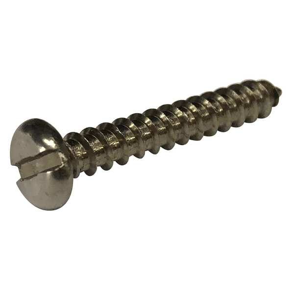 Zoro Select Sheet Metal Screw, #8 x 1 in, Plain 18-8 Stainless Steel Pan Head Slotted Drive, 100 PK 1VU21