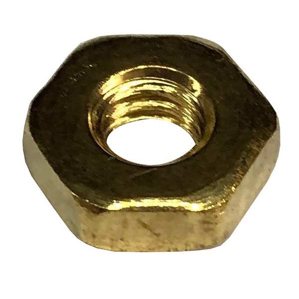 Zoro Select Machine Screw Nut, #8-32, Brass, Not Graded, Plain, 1/8 in Ht, 100 PK 1WA69