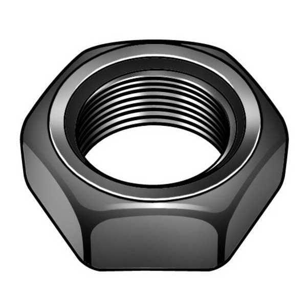 Zoro Select Jam Nut, 1-1/2"-6, Carbon Steel, Grade 2, Black Oxide, 7/8 in Ht, 100 PK 4RVR1