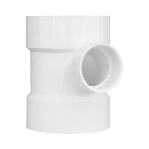 Zoro Select PVC Sanitary Tee, Hub, 4 in x 4 in x 2 in Pipe Size 1WJR1