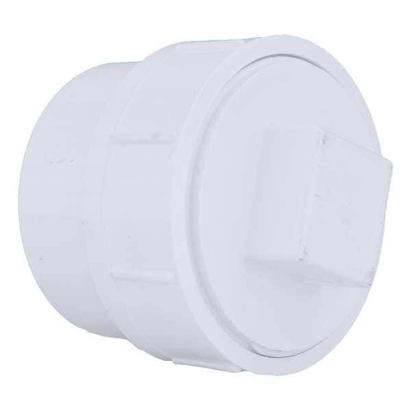 Zoro Select PVC Cleanout Adapter with Plug, FNPT x Spigot, 4 in Pipe