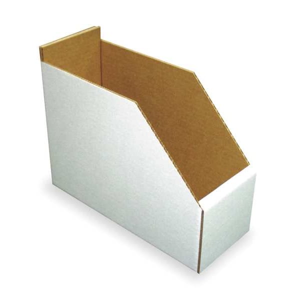 Packaging Of America Corrugated Shelf Bin, White, Cardboard, 11 in L x 8 1/4 in W x 8 1/2 in H 1W957