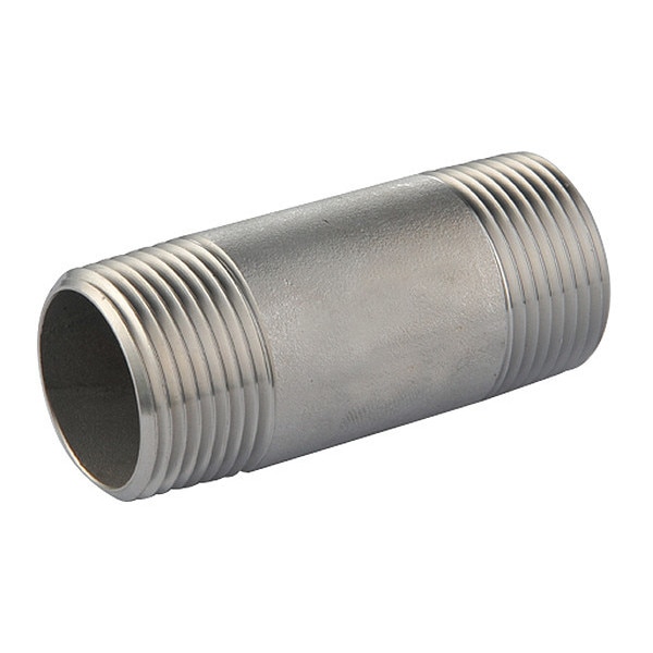 Zoro Select 1/4" MNPT x 10" TBE Stainless Steel Pipe Nipple Sch 40 T4BNB15