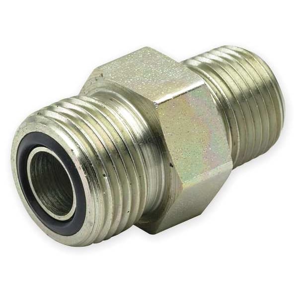 Parker Connector, Zinc Pltd Steel, MxORFS, 1/4In 4-4 FLO-S