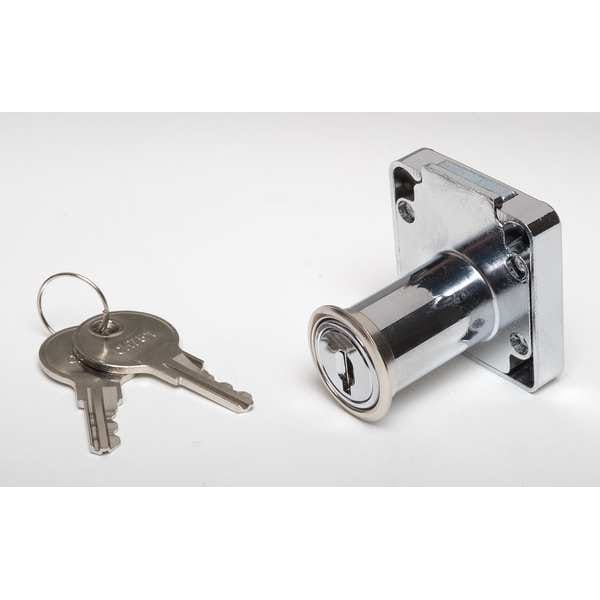 Zoro Select Cabinet and Drawer Dead Bolt Locks, Chrome, 1-1/4