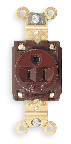Hubbell Receptacle, 15 A Amps, 125V AC, Flush Mount, Single Outlet, 5-15R, Brown HBL5261