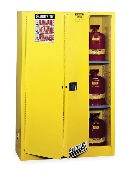 Justrite Sure-Grip EX Flammable Safety Cabinet, 45 gal., Yellow 894580