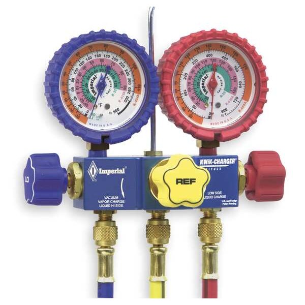 Imperial Mechanical Manifold Gauge Set, 3Valve 718CC Zoro