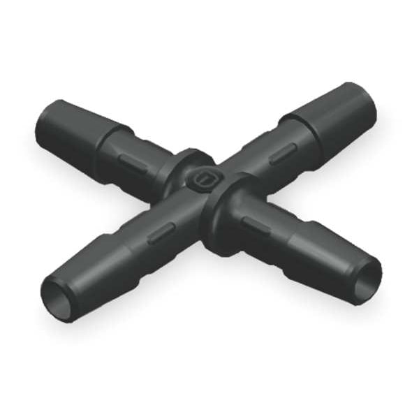 Eldon James Cross Connector, 1/8 In, Barbed, Nylon, PK10 X02BN Zoro