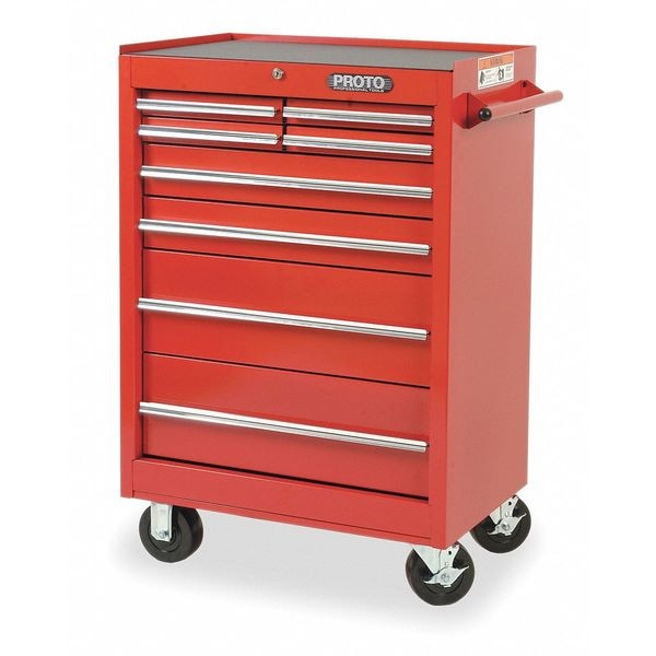 Proto 27" Rolling Cabinet, 1 Shelf, 8 Drawers, Red J442742-8RD