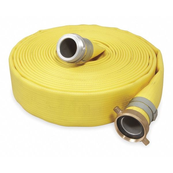 Zoro Select Discharge Hose, 4 In x 50 ft, Yellow RC400-50MF-G