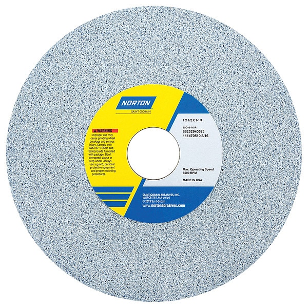 Norton Abrasives Grinding Wheel, T1, 7x1/2x1.25, CA, 46G, PK5