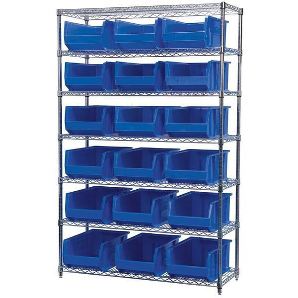 AkroMils Steel Bin Shelving, 48 in W x 74 in H x 18 in D, 7 Shelves