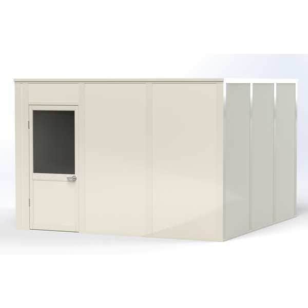 Porta-King 4-Wall Modular In-Plant Office, 8 ft H, 12 ft W, 12 ft D, White VK1DW-WCM 12'x12' 4-Wall