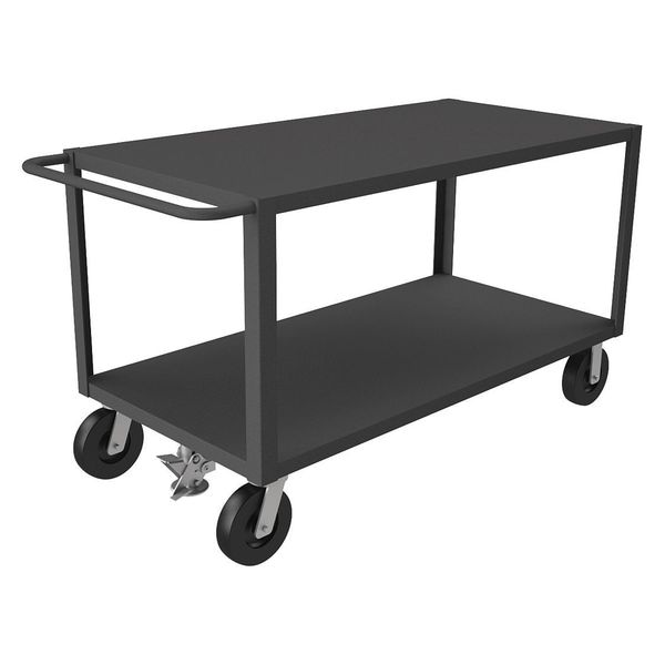 Zoro Select Utility Cart with Flush Metal Shelves, Steel, 5,000 lb Load Capacity, 2 Shelves, 66 1/2 in L HET-306036-2-5K-FL-95