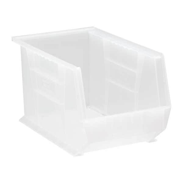 Quantum Storage Systems Hang & Stack Storage Bin, Clear, Polypropylene, 13 5/8 in L x 8 1/4 in W x 8 in H QUS242CL