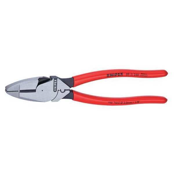 Knipex 9 1/4 in Linemans Plier High Leverage w/ Fish Tape Puller, Wire