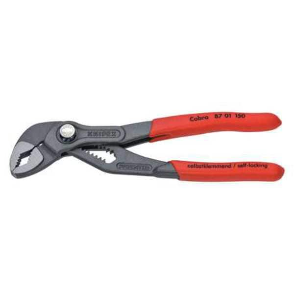 Knipex 6 in Knipex Cobra V-Jaw Water Pump Plier Serrated, Plastic Grip 87 01 150