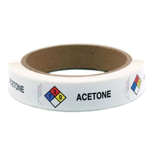 Roll Products HMIG Label, 3/4" x 2-1/2", Acetone, PK250 163-0003