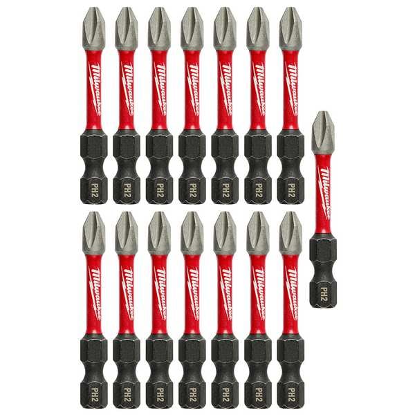 MILWAUKEE SHOCKWAVE 2” Impact Phillips #2 Power Bits (15