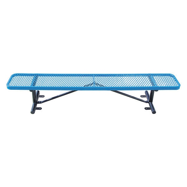 Leisure Craft Bench w/o Back, Surface Mount, 8ft., Blue B8XPSM-BLUE