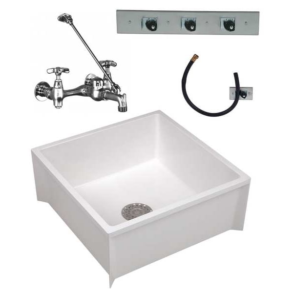 Mustee 24 in W x 24 in L x 10 in H, Mop Sink Kit 63CM