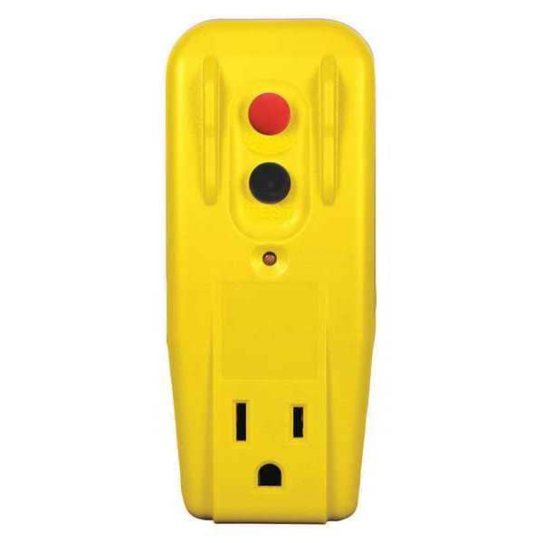 Zoro Select Plug-In GFCI, Ylw, 15A, 5-15P, Indoor, 125VAC